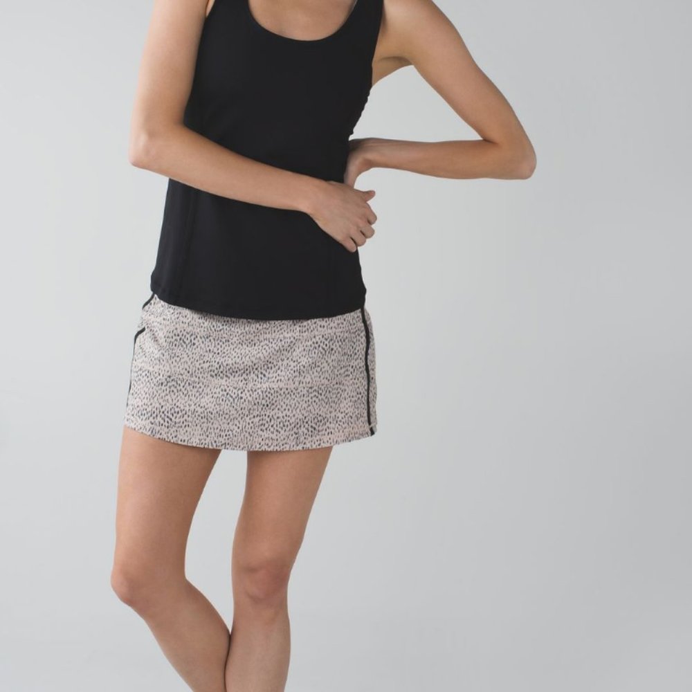 LULULEMON Pace Rival Skirt II (Tall) Dottie Dash Grain Black {3C8} NWOT